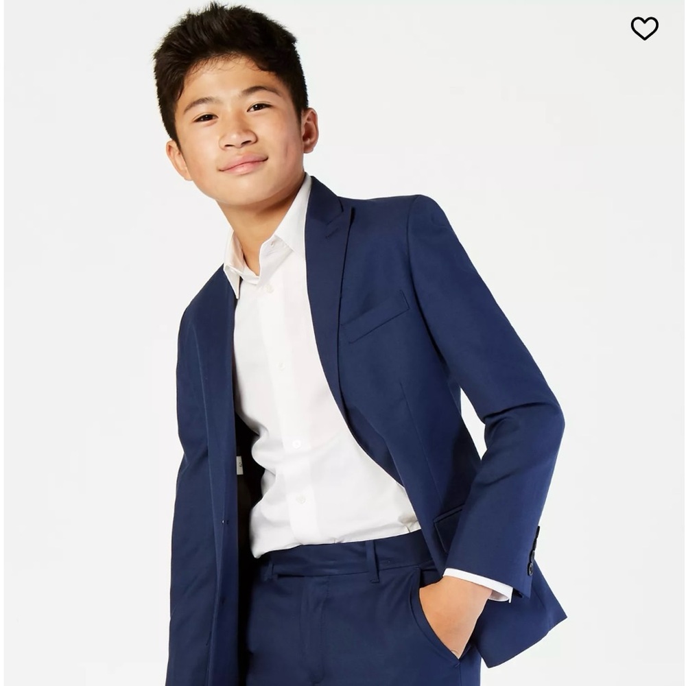 NWT Calvin Klein Boys slim Fit Blue 2 piece Suit
